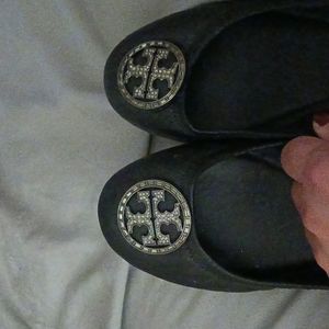 Tory Burch Black with silver glitter logo size 9M